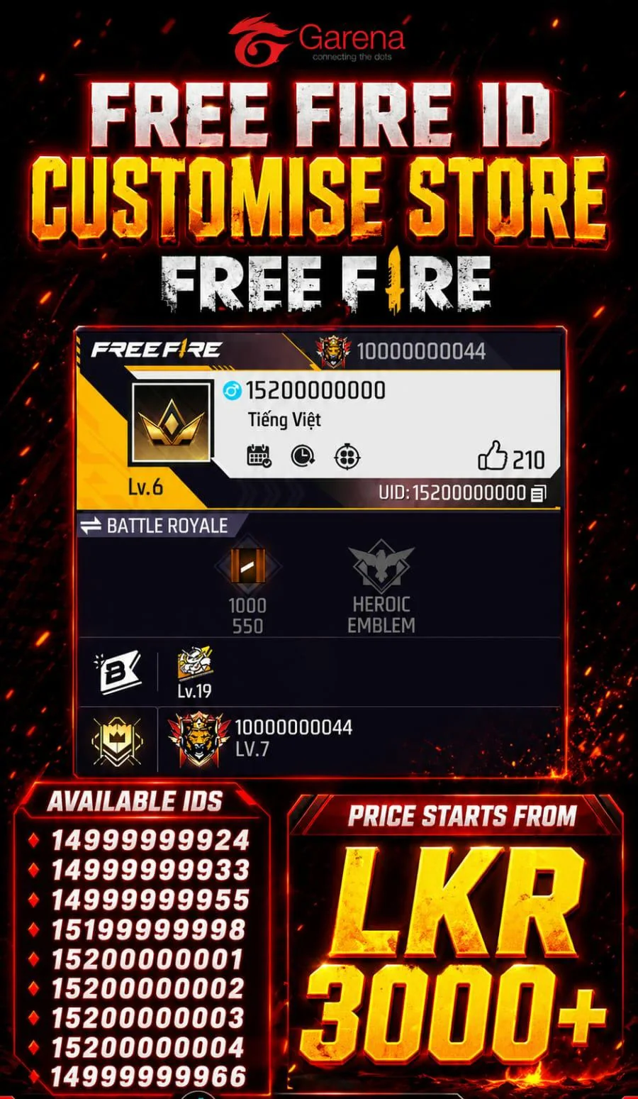 Free Fire rare UID service preview